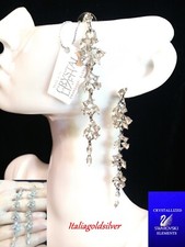 Orecchini Donna Pendenti SWAROVSKI ORIGINALI Argento Cristalli Gioielli sposa