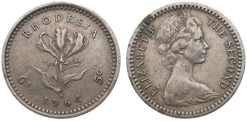 Rhodesia five 5 cents - five,