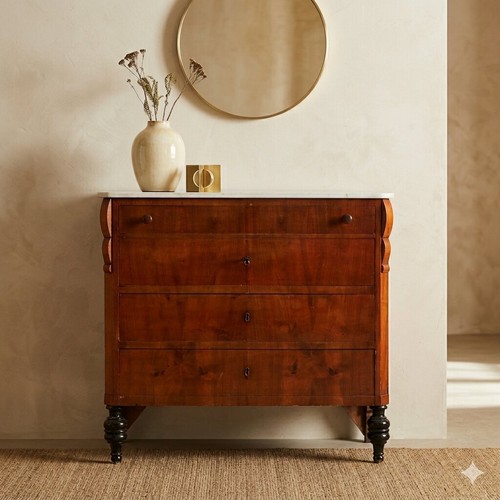 Cassettone antico mogano marmo - cassettone,