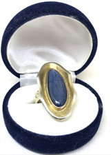 GRANDE ANELLO COPRIFALANGE IN ARGENTO VERMEILLE E PIETRA DI CIANITE BLU'
