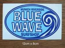 Vecchio adesivo sticker Blue Wave Surf Munich Riverside Eisbachwelle Monaco RARO