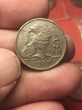 Rara 5 Franchi 1938 Belgio Posizione B; scritta sul bordo  KM# 117.1, Mor# 455b