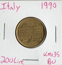 Coin Italy 200 Lire 1990 KM135