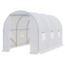 Outsunny Serra a Tunnel Per Piante in PE con Tubi in Metallo 3.5x2x2m Bianco
