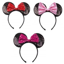 Cerchietto minnie topolina con orecchie Fiocco Donna Carnevale L.40006