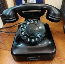 Telefono Fisso In Bachelite Nera Siemens Anni 40