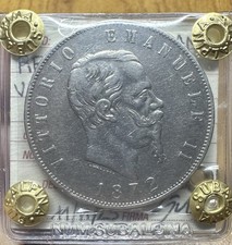 REGNO D' ITALIA VITTORIO EMANUELE II 5 LIRE 1872 MILANO sigillata BB SUBALPINA