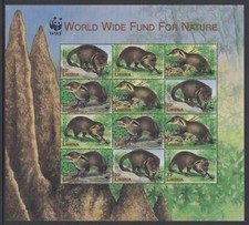 LIBERIA WWF 1998 Animali Selvatici, Foglio Mangusta MNH / RRBA214