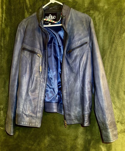 Giacca pelle blu - giacca,