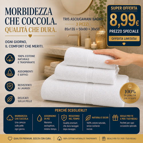 Tris asciugamani bagno pezzi - asciugamani,