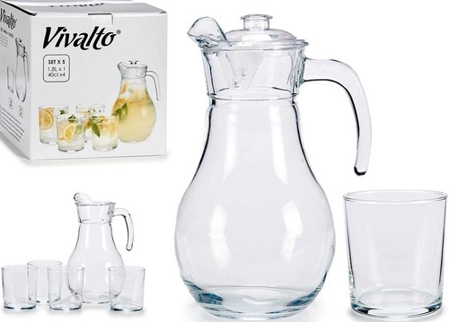 Set brocca vetro 8 litri - vetro, 1,8