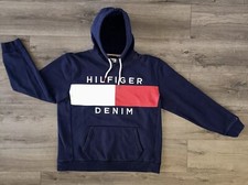 Tommy Hilfiger Hoodie Big Leather Logo Men Size 2XL XXL