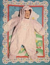 LA PETITE ROTHSCHILD SOFT PINK PLUSH FAUX FUR PRAM BUNTING SNOWSUIT 6 - 9 MONTHS
