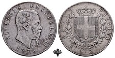 REGNO D'ITALIA 5 lire 1876 Roma ARGENTO Scudo Vittorio Emanuele II