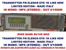 Broadcast Professional Transmitter FM  Elenos ETG 1000 / 1500 watt - 88-108 Mhz
