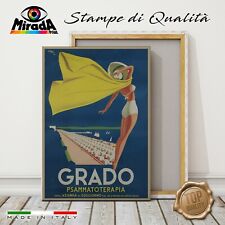 QUADRO vintage GRADO Friuli Venezia mare estate spiaggia STAMPA TELA CANVAS TOP
