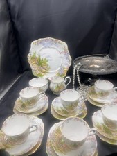 15 Piece Royal Albert Kentish Rockery Dessert Set  / Tea Set Cake Plate