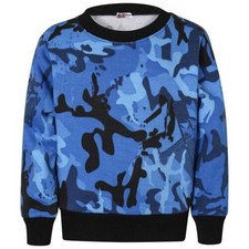 Bambine Ragazzi Felpa Camouflage Blu Maglione Scout Scuola Uniforme Maglione