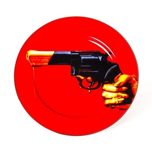 Porcelain plate revolver gold - porcelain,