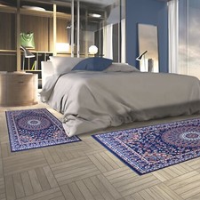 REGAL SHIRAZ - TAPPETO CLASSICO ROSONE PERSIANO PARURE SCENDILETTO 2082 AZZURRO