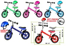 BICICLETTA SENZA PEDALI PER BAMBINI EQUILIBRIO CON FRENO E CASCHETTO