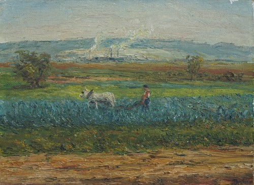 Paesaggio con contadino - , a