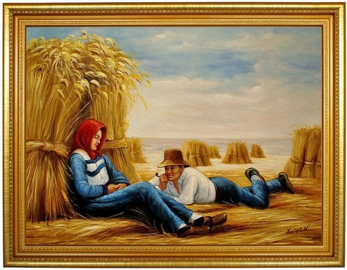Quadro olio lavoro fieno