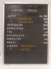 Listino prezzi Bar Italia