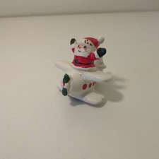Babbo Natale su Aereo Giocattolo in Ceramica - Vintage