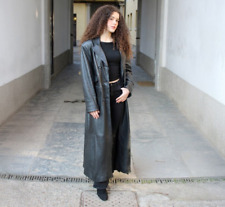 Cappotto donna pelle lungo trench nero vintage Vunic taglia L