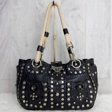 Borsa a tracolla Jamin Puech in pelle nera con borchie e ferramenta in metallo