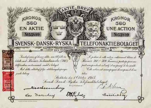 Telefono svensk dansk - telefono, 1915