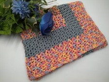 Copertina neonato uncinetto di cotone arcobaleno e verde 67 cm x 87 cm