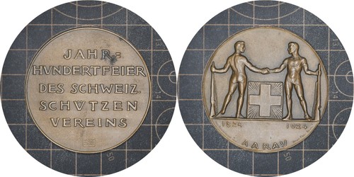 Medaglia svizzera 1924 aarau - svizzera,