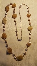 Collana perle fiume e pietra dura lung. cm. 97  Necklace vintage (V3) ^