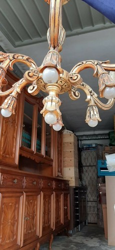 Lampadario legno luci - legno,