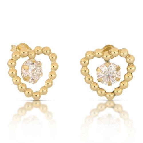 Orecchini cuore con - , zircone
