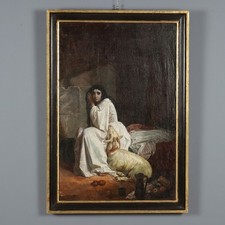 Esmeralda nella Torre di Notre-Dame Dipinto Antico XIX Secolo Originale