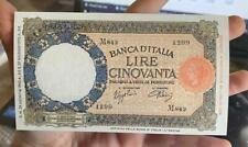 50 LIRE LUPA 28-08-1942 FASCIO RARA FIOR DI STAMPA CARTA CROCCANTE E NATURALE