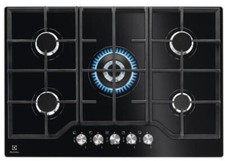ELECTROLUX PIANO COTTURA IN VETRO A GAS EGG7536K 5 FUOCHI IN GHISA NERO