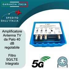 Amplificatore antenna TV 40 dB 2 ingressi UHF+1 VHF Filtro LTE/5G da palo