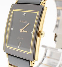 Orologio unisex RADO DiaStar 160.0281.3 nero 24 mm oro data quarzo quasi come nuovo GIAPPONE