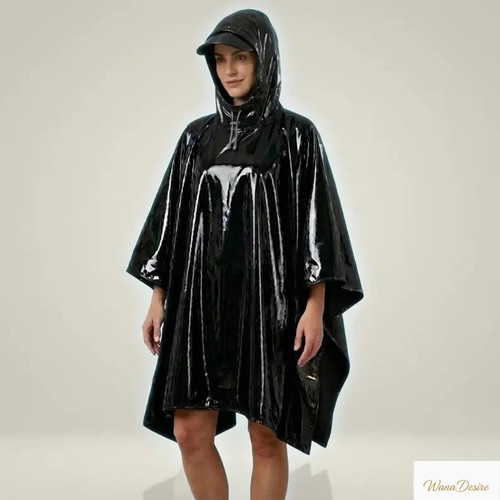 Poncho mac pvc nero - pvc, lucido