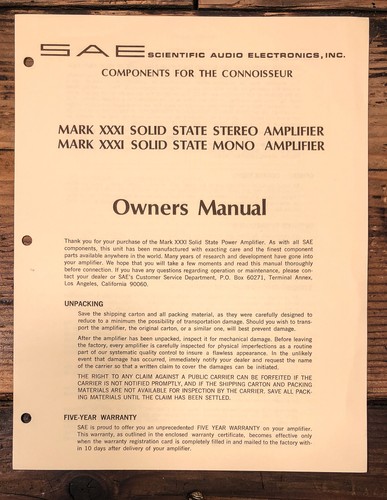 Sae mark xxxi 31 proprietari - sae,