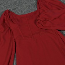 Abito tunica Hollister XS rosso LS smocked mini manica a sbuffo festa romantica nuovo con etichette