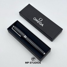 Omega penna roller a righe nere e argento regalo AD VIP
