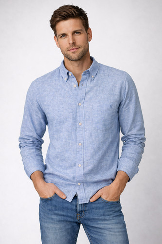Camicia uomo misto lino botton - uomo,