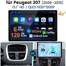 13.1" per Peugeot 207 CC 2006-15 Android14 Autoradio 4G Carplay GPS Navi 6+128GB