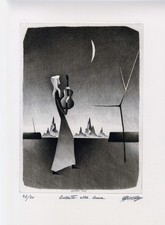 ARMANDO DONNA  " BALLATA ALLA LUNA" 1968  BULINO  su rame  INCISIONE