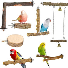 7 Pz Posatoi per Pappagalli, Posatoi in Legno per Cacatua E Parrocchetto